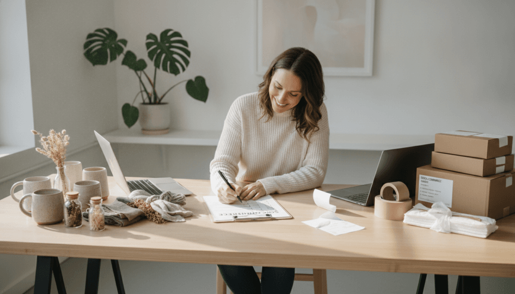 Business owner completing a TikTok Shop launch checklist Business owner completing a TikTok Shop launch checklist